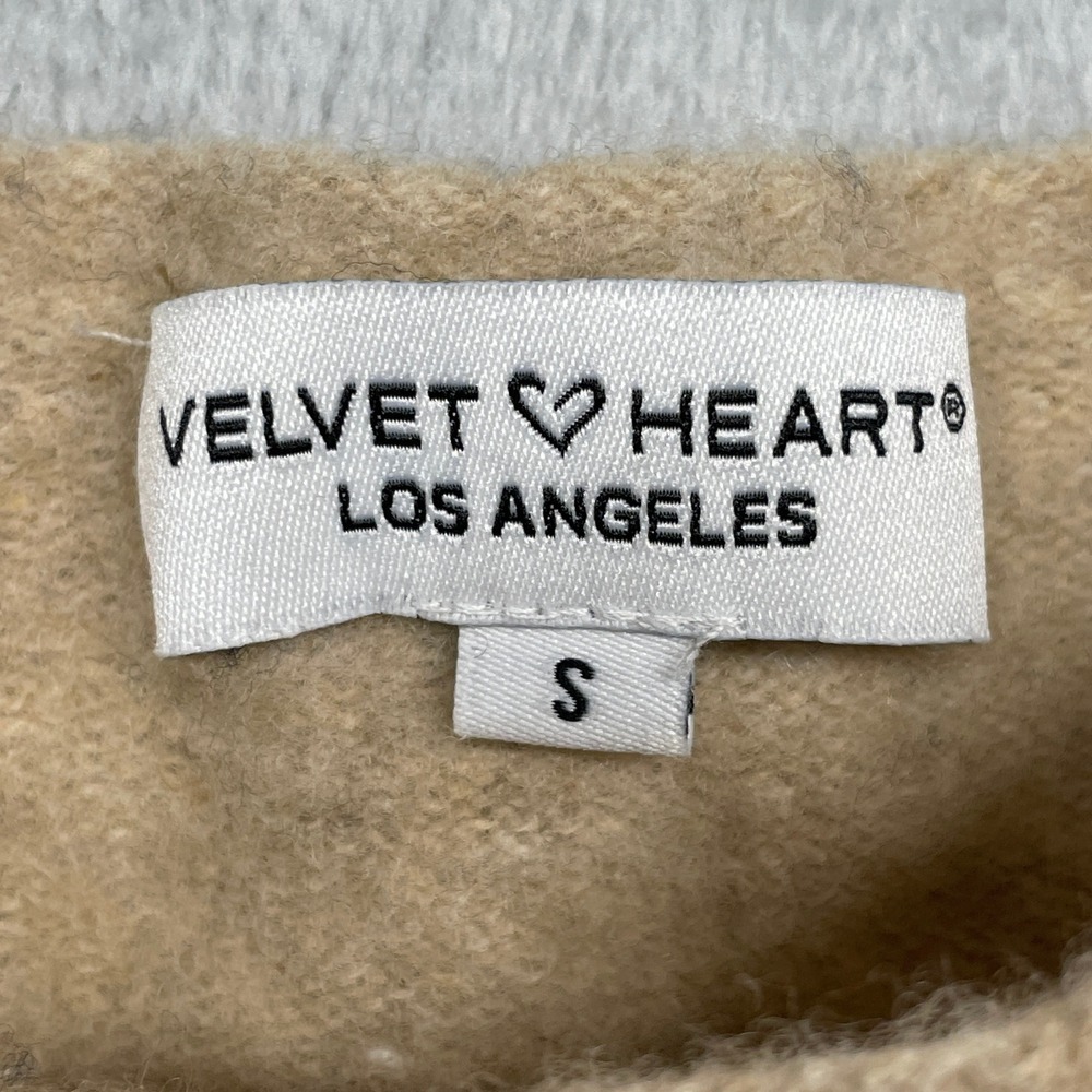 Velvet Heart Sweater Women Small Tan Wool Cashmere Whipstitch SCI-24745 - Picture 5 of 10